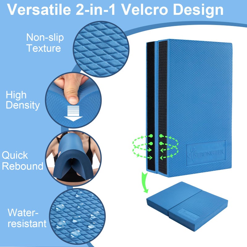 StrongTek 2-in-1 Non-Slip Balance Pad - High-Density Foam Cushion, Supportive Exercise Mat & Knee Pad for Core Training, Yoga, Pilates, Physical Therapy, Stability Training, Stretching, and Rehab - Image 3